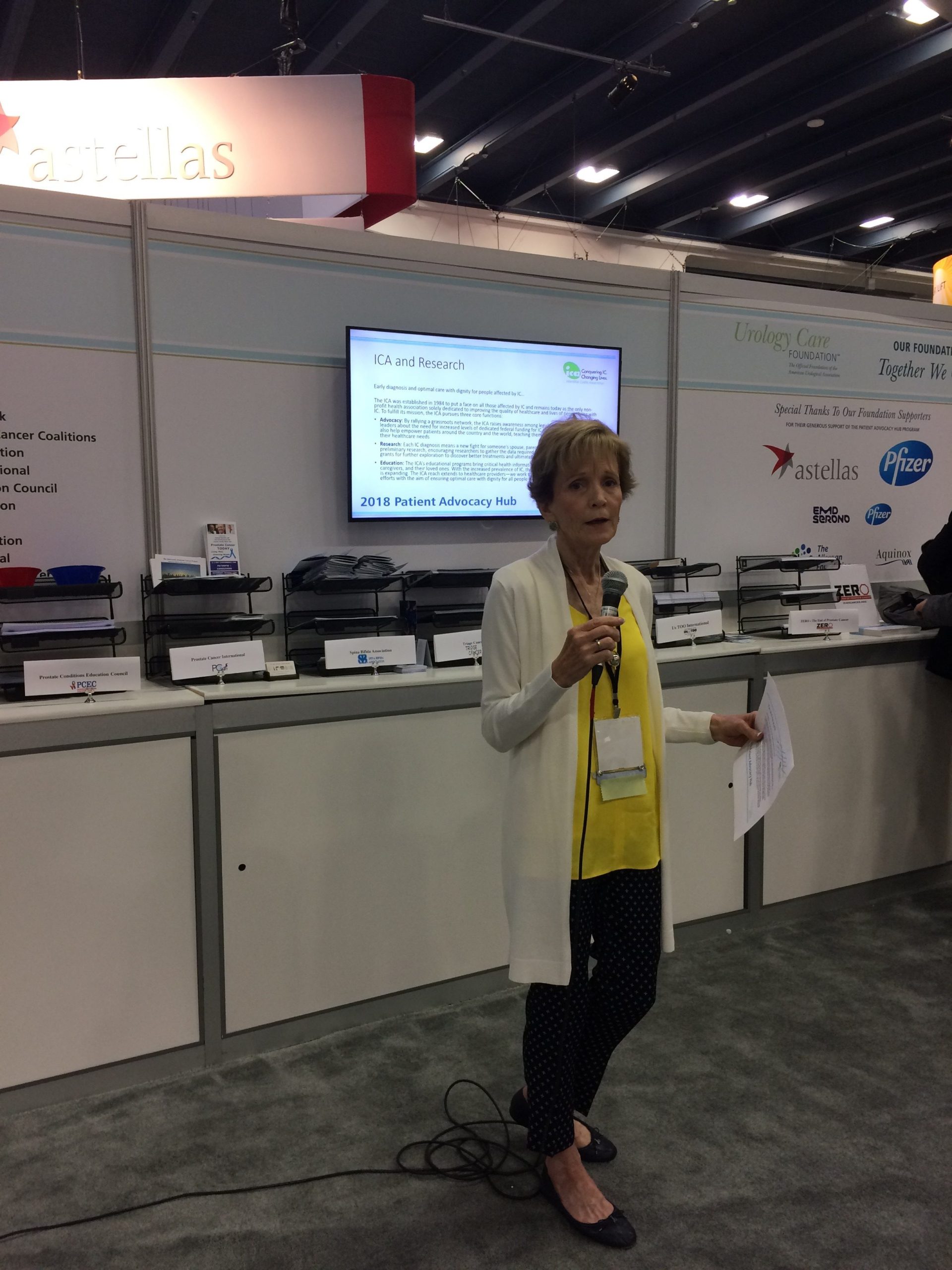 Barb Zarnikow presenting on behalf of ICA at the AUA Patient Advocacy Hub